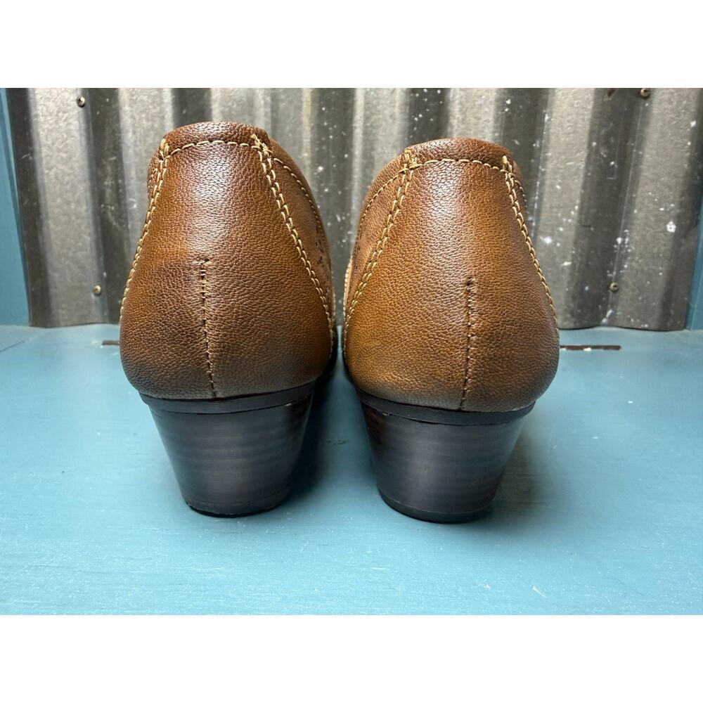 Sofft Womens 7M Brown Leather Mary Jane Heels Perforated Comfort Shoes Academia - Picture 7 of 10